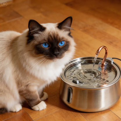Cat Water Fountain, 2L Filtered Pet Fountain with Activated Carbon, Adjustable Flow & <30dB Pump - Homvista