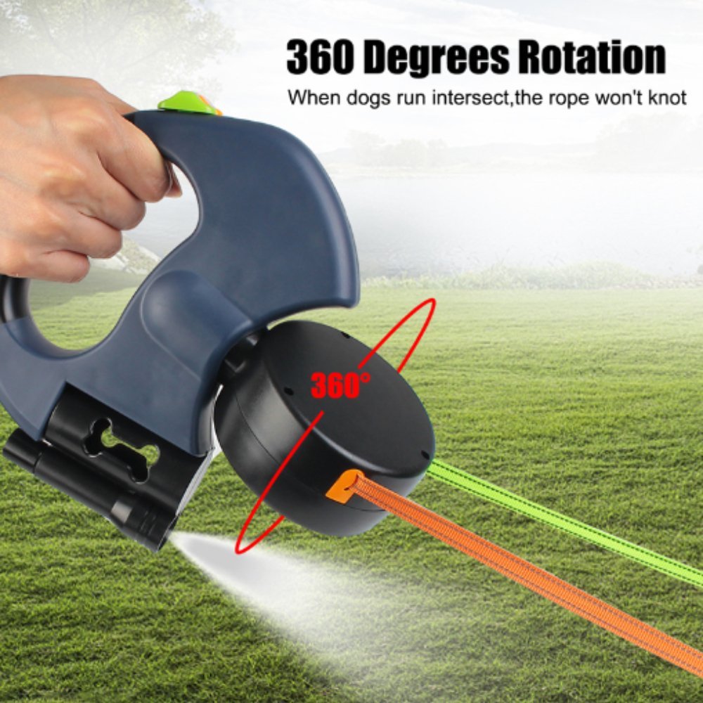 Dual Dog Leash, Tangle-Free Rotating Leash for Walking Two Dogs - Homvista