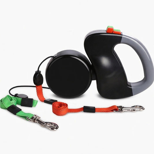 Dual Retractable Dog Leash, 3m Reflective Leash for Two Dogs with Independent Lock Controls - Homvista
