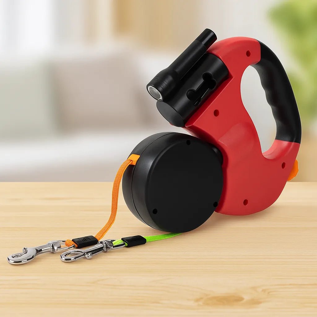 Dual Retractable Dog Leash, 3m Tangle-Free Leash for Two Dogs with LED & Separate Brakes - Homvista