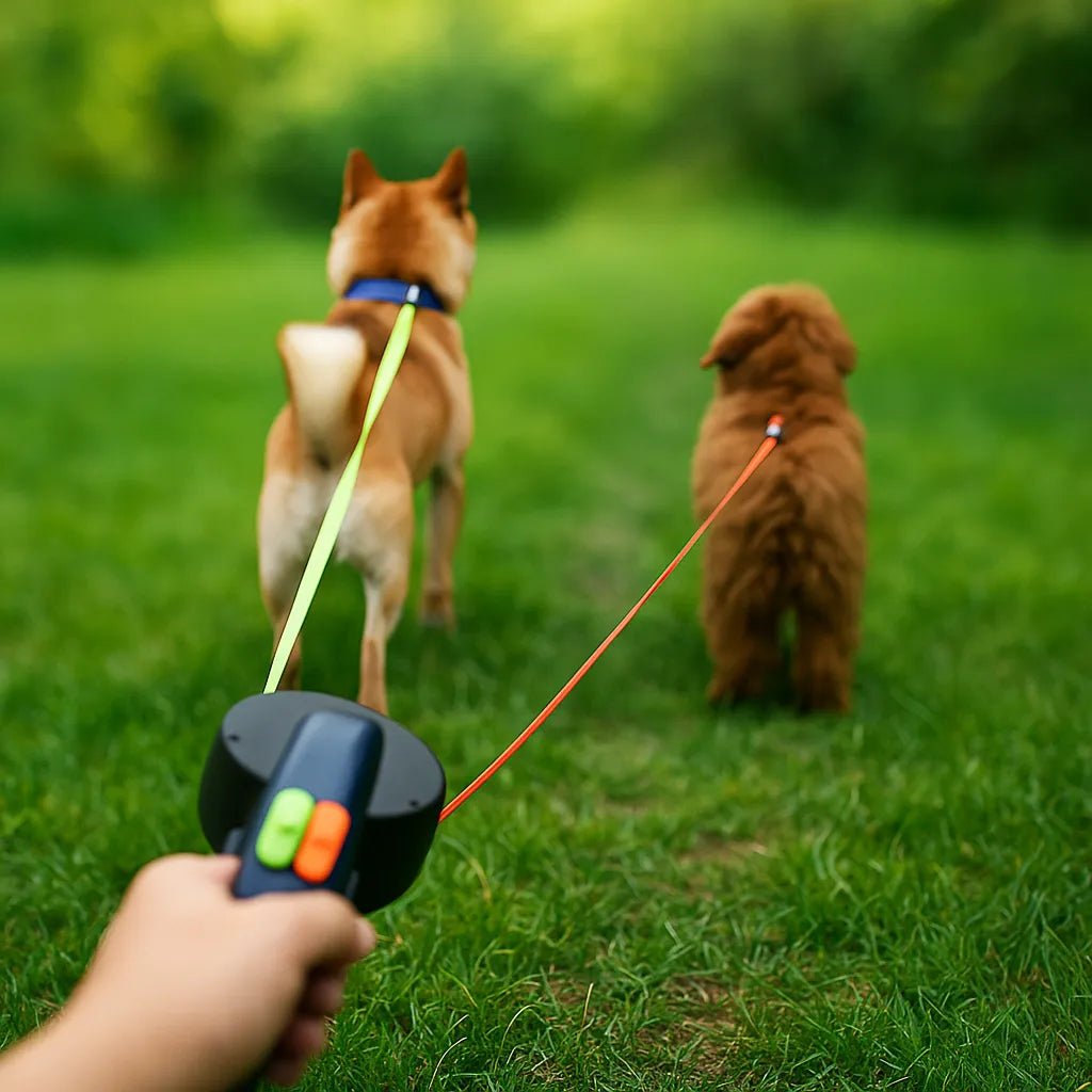 Dual Retractable Dog Leash, 3m Tangle-Free Leash for Two Dogs with LED & Separate Brakes - Homvista