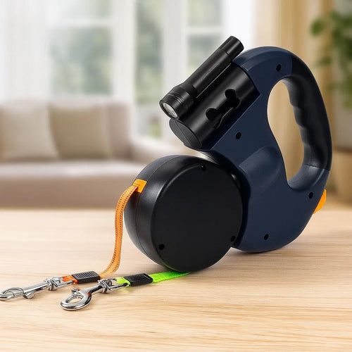 Dual Retractable Dog Leash, 3m Tangle-Free Leash for Two Dogs with LED & Separate Brakes - Homvista