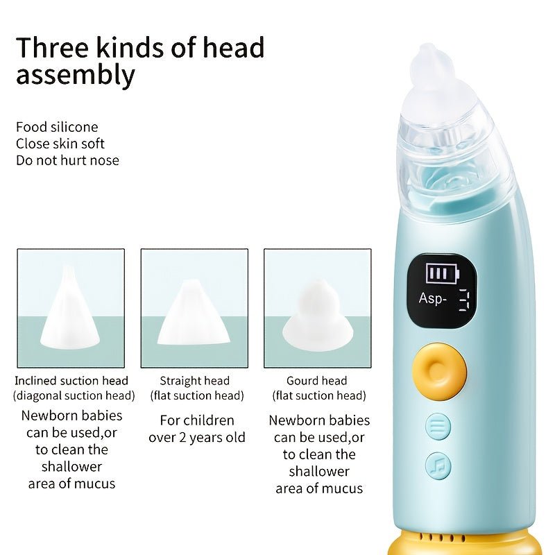 Electric Baby Nasal Aspirator, Adjustable Suction Nose Sucker with 3 Silicone Tips - Homvista