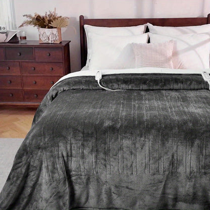Electric Heated Blanket Throw, Soft Flannel, 8 Heat Settings, Auto-Off (Dark Grey, 50"x60") - Homvista