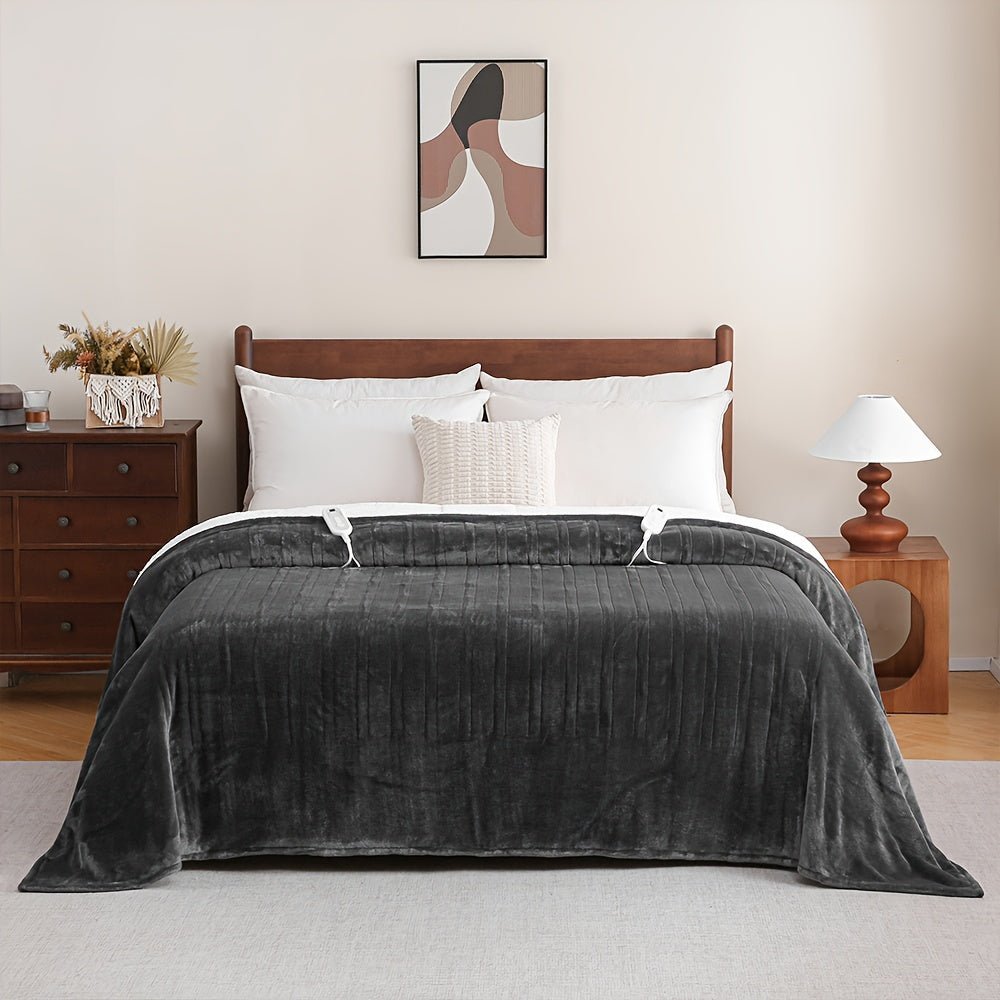 Electric Heated Blanket Throw, Soft Flannel, 8 Heat Settings, Auto-Off (Dark Grey, 50"x60") - Homvista