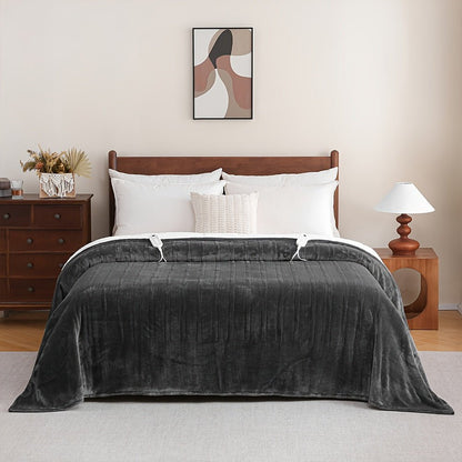 Electric Heated Blanket Throw, Soft Flannel, 8 Heat Settings, Auto-Off (Dark Grey, 50"x60") - Homvista