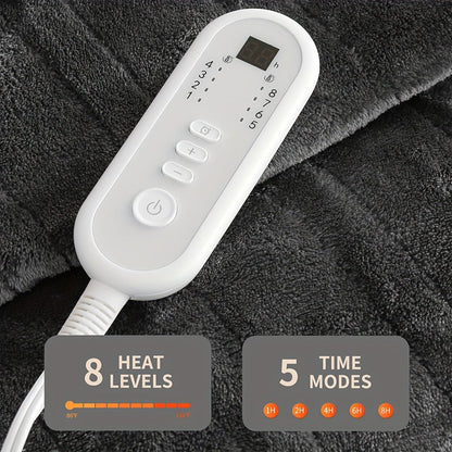 Electric Heated Blanket Throw, Soft Flannel, 8 Heat Settings, Auto-Off (Dark Grey, 50"x60") - Homvista