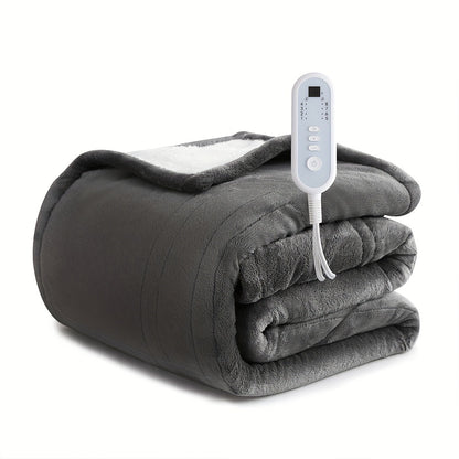 Electric Heated Blanket Throw, Soft Flannel, 8 Heat Settings, Auto-Off (Dark Grey, 50"x60") - Homvista