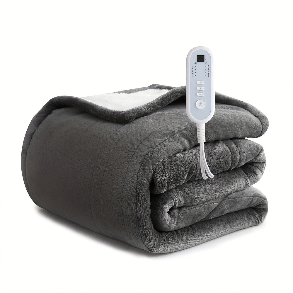 Electric Heated Blanket Throw, Soft Flannel, 8 Heat Settings, Auto-Off (Dark Grey, 50"x60") - Homvista