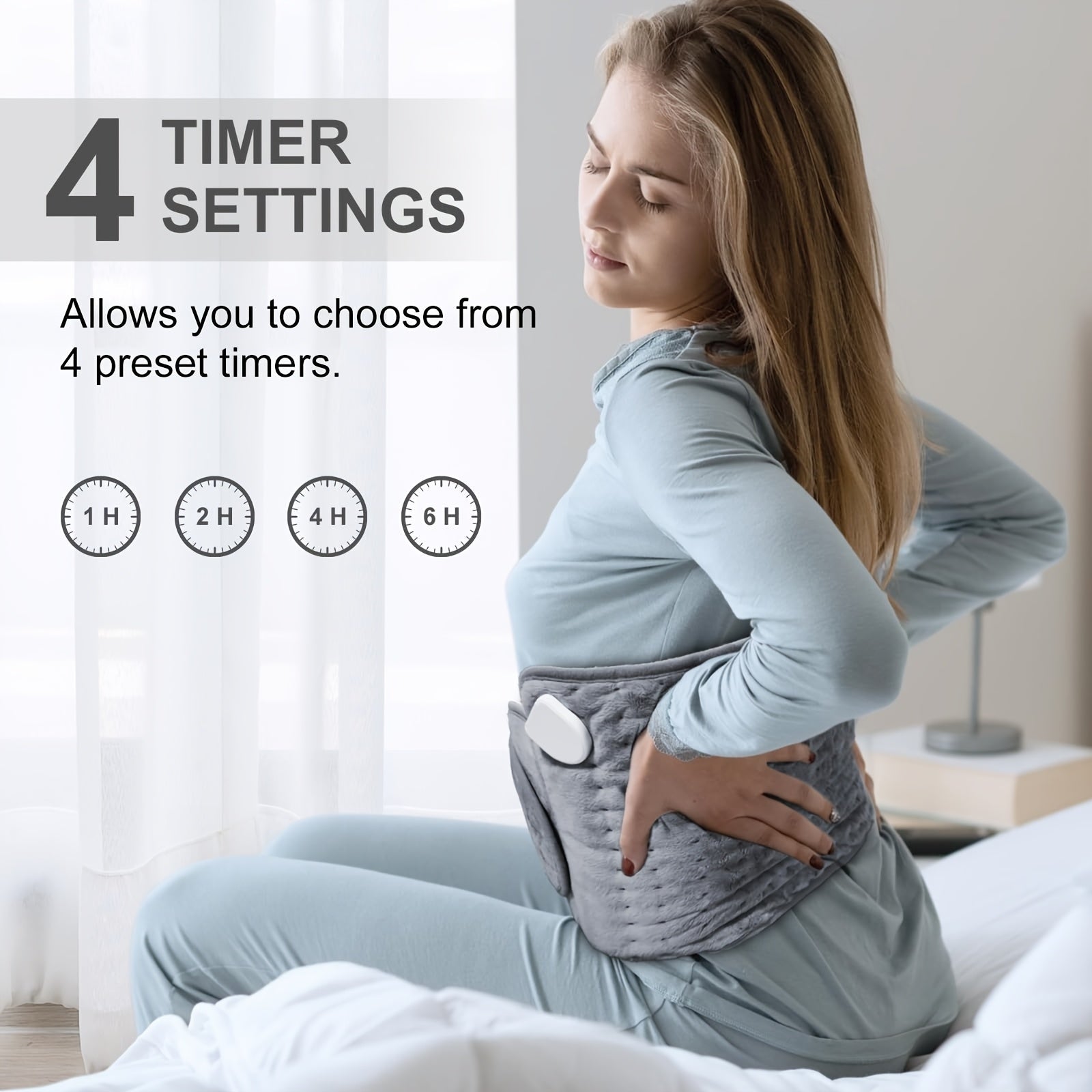 Electric Heating Pad Belt, 12x24 Lower Back Wrap, 6 Heat Levels & Timers - Homvista