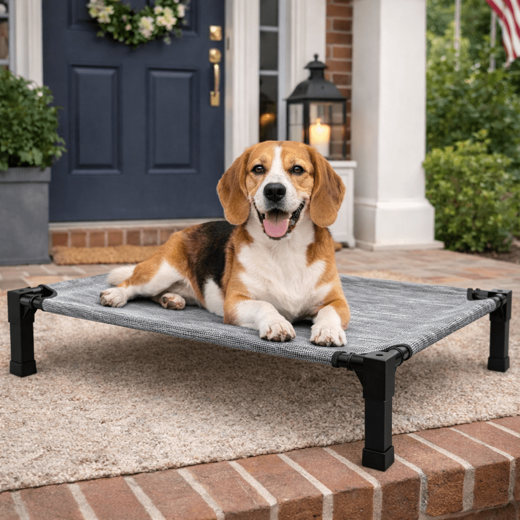 Elevated Dog Bed, Breathable Mesh Pet Cot with Steel Frame for Indoor & Outdoor Use - Homvista