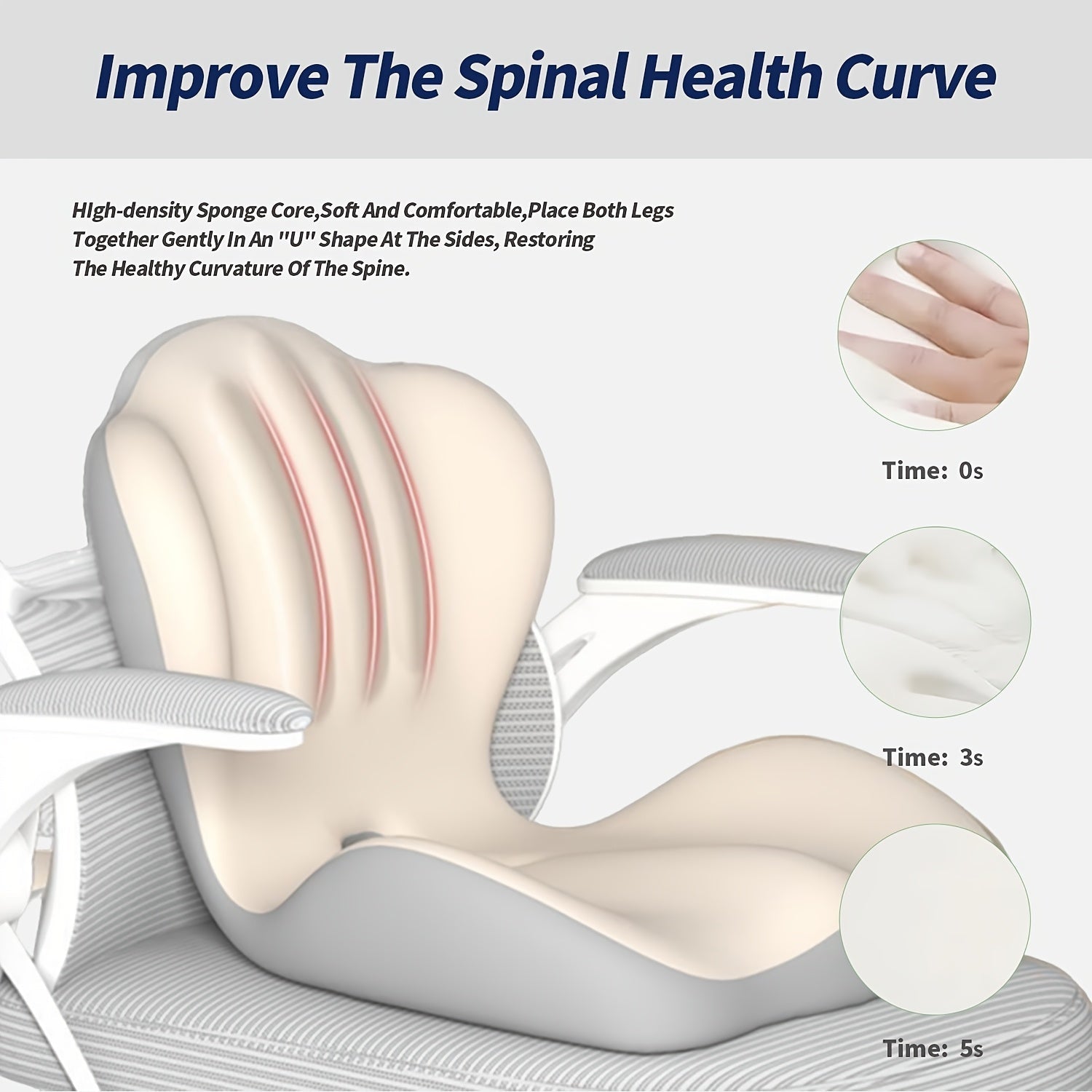 Ergonomic Lumbar Support Cushion, Memory Foam Back Pillow for Office & Car - Homvista