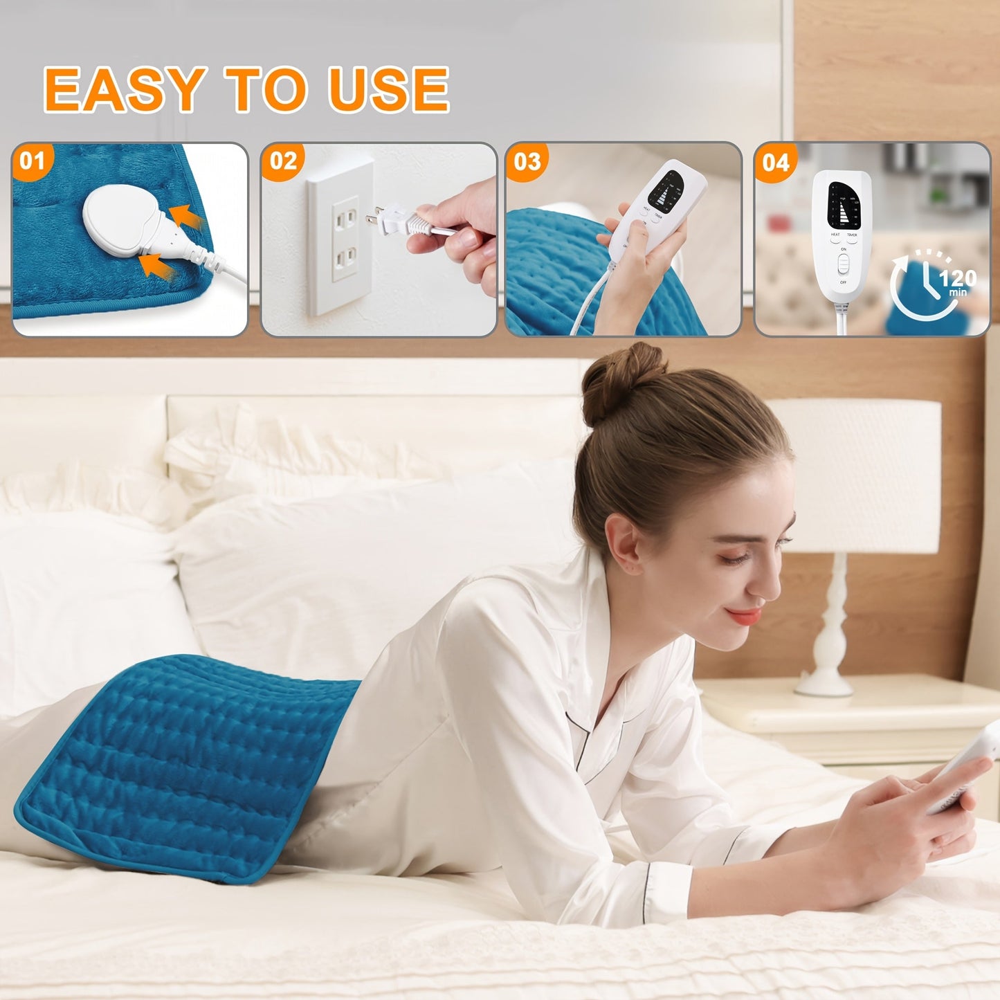 Extra Large Electric Heating Pad, Fast Heating for Back, Neck & Shoulders - Homvista