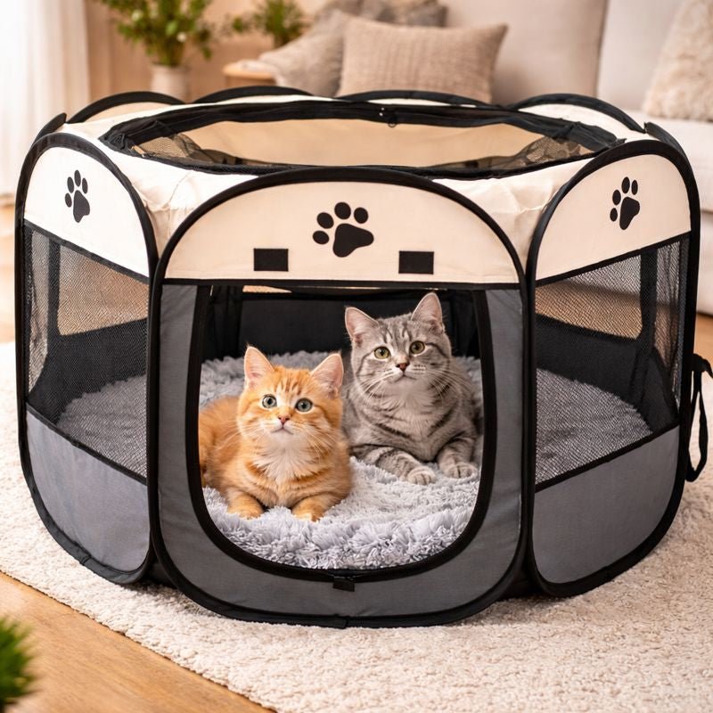 Foldable Pet Playpen, 28.7-Inch Dog & Cat Pen with Breathable Mesh for Indoor & Outdoor Use - Homvista