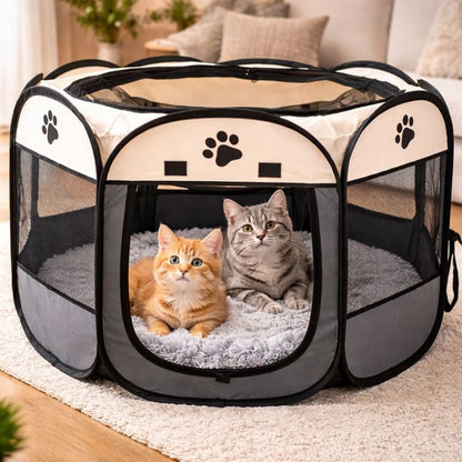 Foldable Pet Playpen, 28.7-Inch Dog & Cat Pen with Breathable Mesh for Indoor & Outdoor Use - Homvista