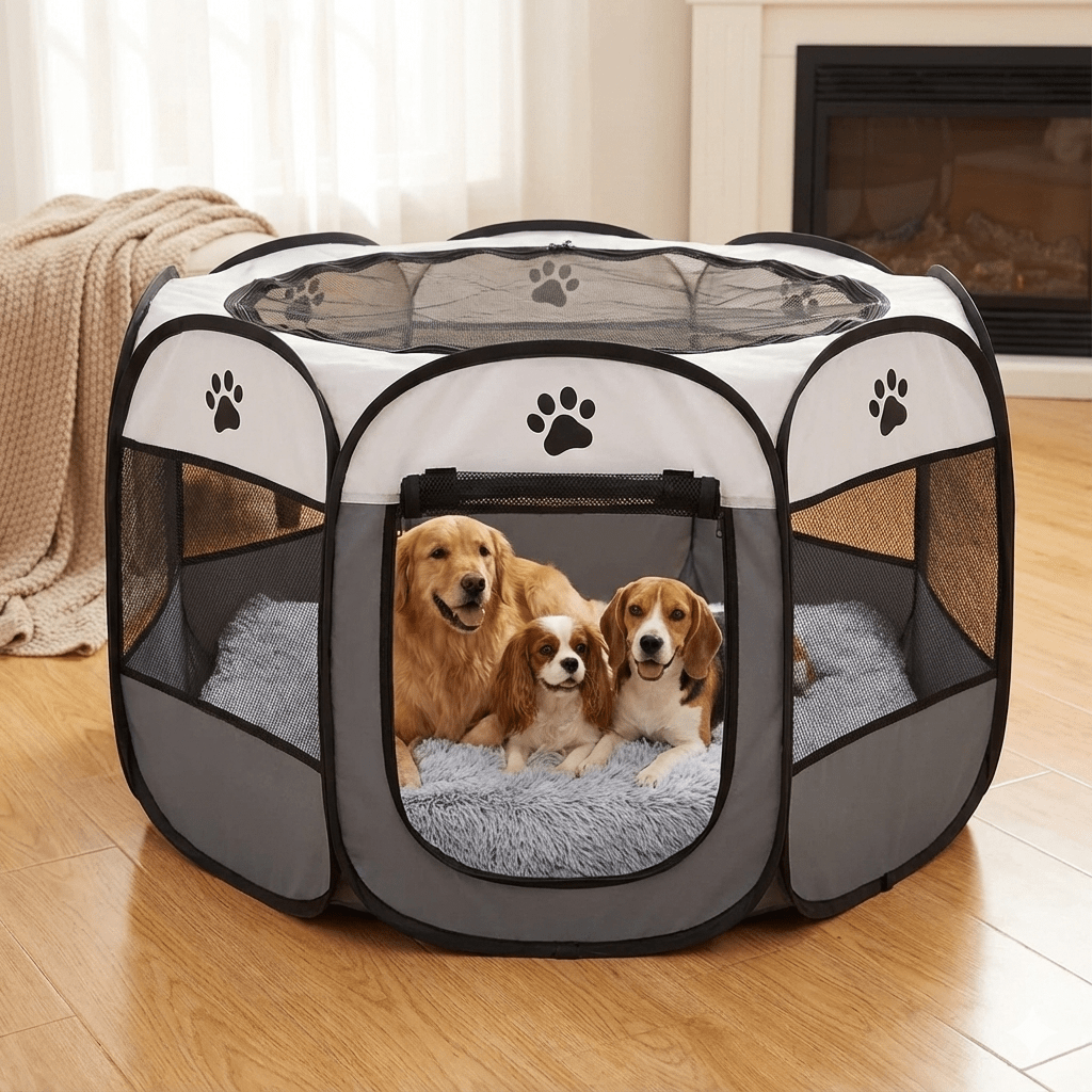 Foldable Pet Playpen, 28.7-Inch Dog & Cat Pen with Breathable Mesh for Indoor & Outdoor Use - Homvista