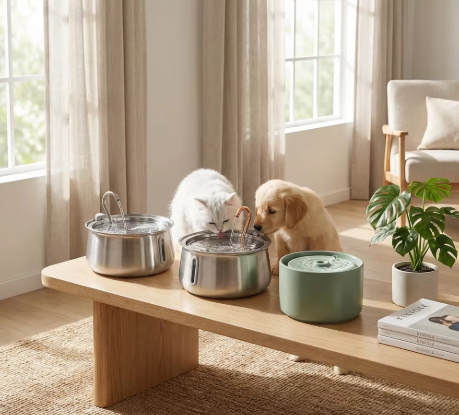 Cat Water Fountain, 2L Filtered Pet Fountain with Activated Carbon, Adjustable Flow & <30dB Pump - Homvista