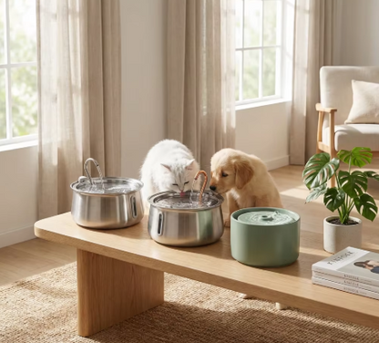Cat Water Fountain, 2L Filtered Pet Fountain with Activated Carbon, Adjustable Flow & <30dB Pump - Homvista