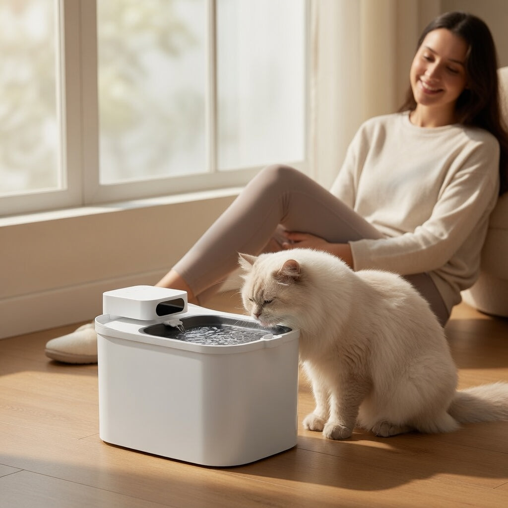 Cordless Pet Water Fountain with Bluetooth App, 3 Drinking Modes, Stainless Tray & 5 Filters - Homvista