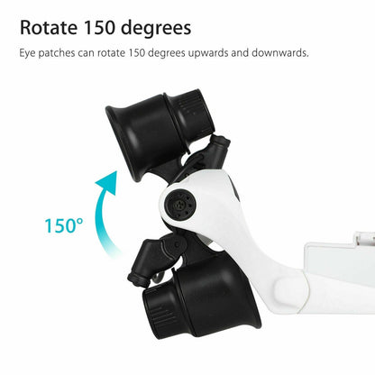 Headband Head Magnifier 8 Lens LED Light Jeweler Glasses - Homvista