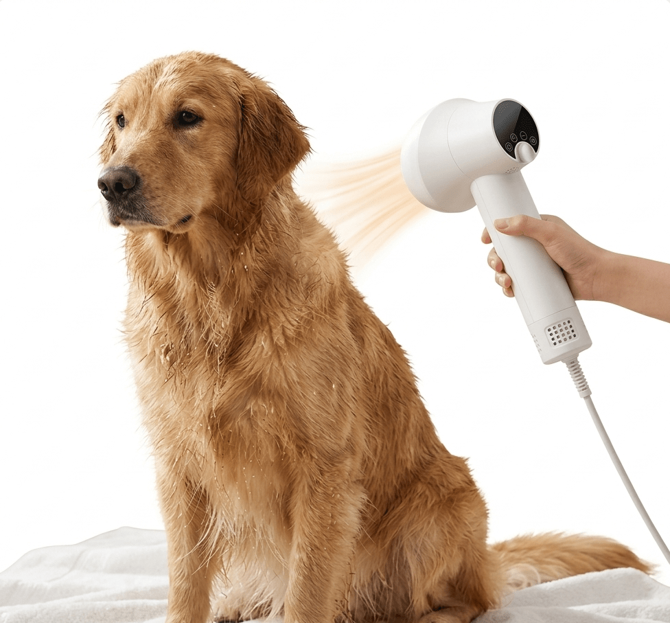 High-Velocity Dog Dryer, 40,000 RPM Pet Hair Dryer with 4 Speeds, LED Temperature & 360° Airflow - Homvista