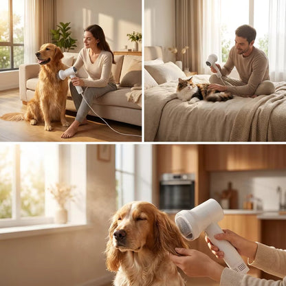High-Velocity Dog Dryer, 40,000 RPM Pet Hair Dryer with 4 Speeds, LED Temperature & 360° Airflow - Homvista