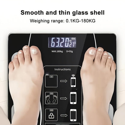 Intelligent Digital Body Scale with Backlit LED Display, Tempered Glass, 400lb Capacity - Homvista
