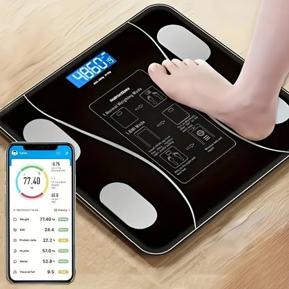 Intelligent Digital Body Scale with Backlit LED Display, Tempered Glass, 400lb Capacity - Homvista