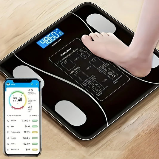 Intelligent Digital Body Scale with Backlit LED Display, Tempered Glass, 400lb Capacity - Homvista