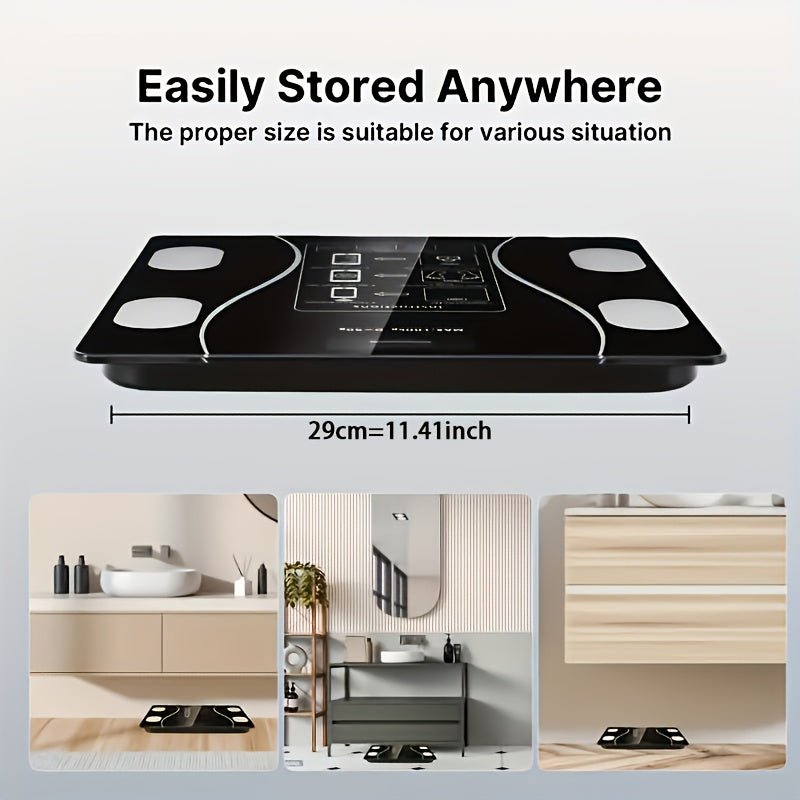 Intelligent Digital Body Scale with Backlit LED Display, Tempered Glass, 400lb Capacity - Homvista