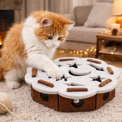 Interactive Cat Puzzle Toy, Felt Tunnel Toy with Hidden Rolling Ball for Indoor Cats - Homvista