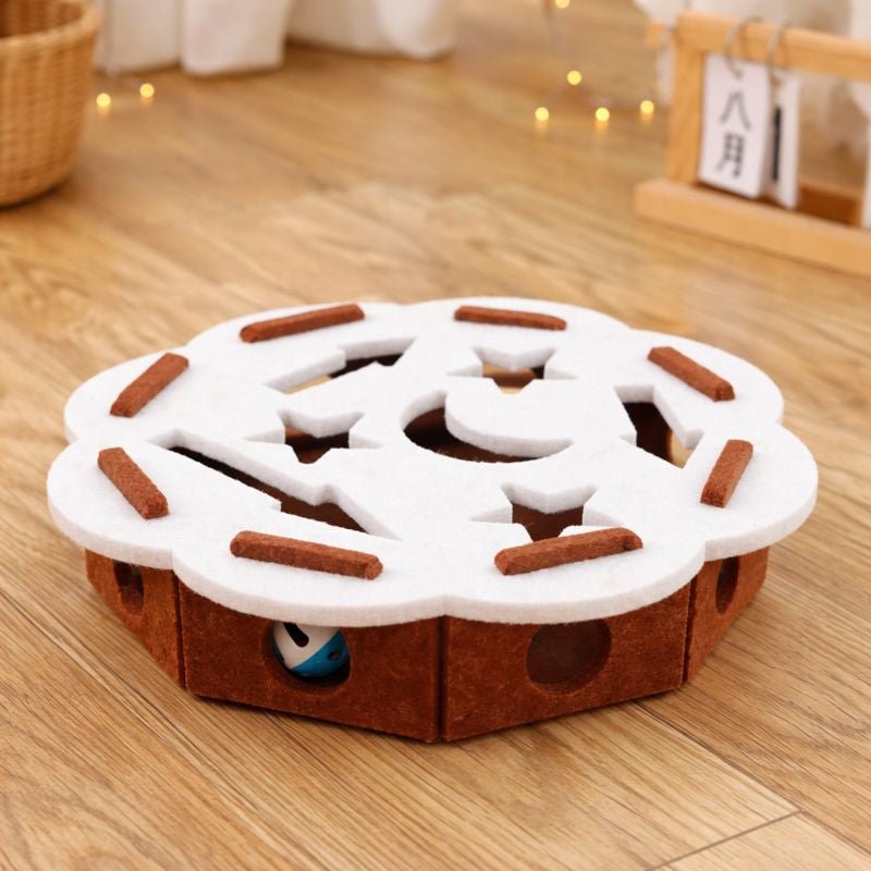 Interactive Cat Puzzle Toy, Felt Tunnel Toy with Hidden Rolling Ball for Indoor Cats - Homvista