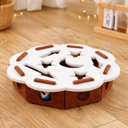 Interactive Cat Puzzle Toy, Felt Tunnel Toy with Hidden Rolling Ball for Indoor Cats - Homvista