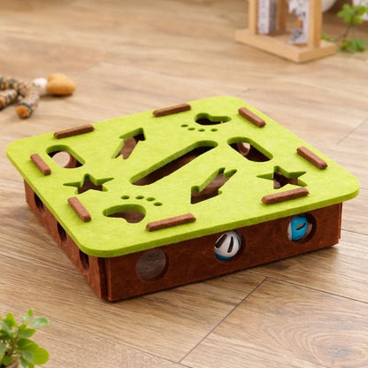 Interactive Cat Puzzle Toy, Felt Tunnel Toy with Hidden Rolling Ball for Indoor Cats - Homvista