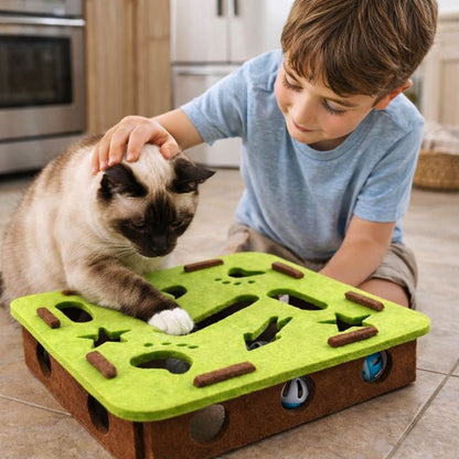 Interactive Cat Puzzle Toy, Felt Tunnel Toy with Hidden Rolling Ball for Indoor Cats - Homvista