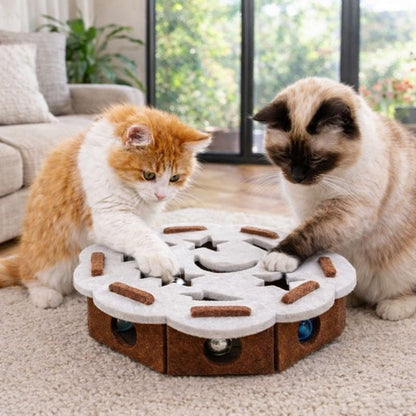 Interactive Cat Puzzle Toy, Felt Tunnel Toy with Hidden Rolling Ball for Indoor Cats - Homvista