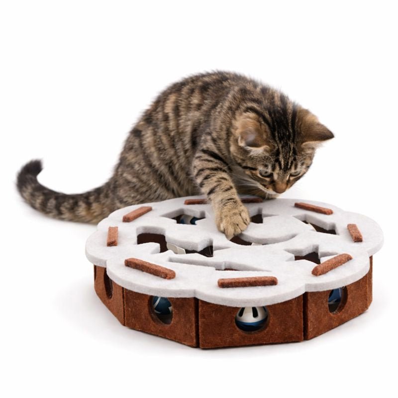 Interactive Cat Puzzle Toy, Felt Tunnel Toy with Hidden Rolling Ball for Indoor Cats - Homvista