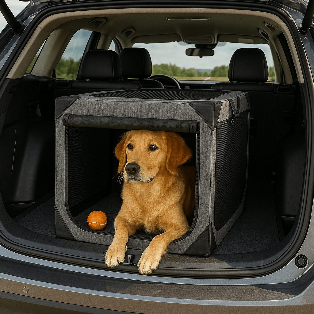 Large Dog Travel Crate, Collapsible Soft-Sided Pet Crate with Mesh Ventilation & Washable Cover - Homvista