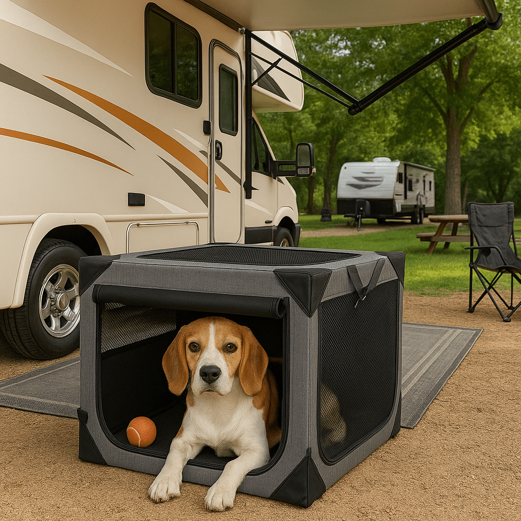 Large Dog Travel Crate, Collapsible Soft-Sided Pet Crate with Mesh Ventilation & Washable Cover - Homvista