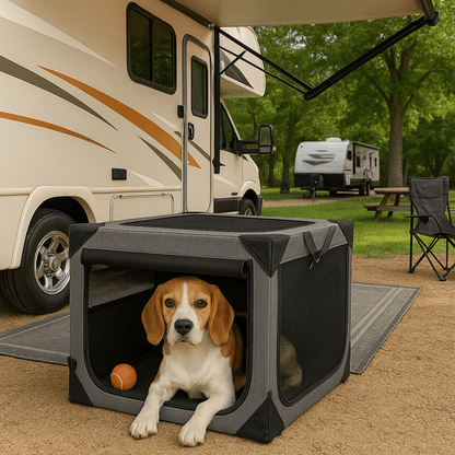 Large Dog Travel Crate, Collapsible Soft-Sided Pet Crate with Mesh Ventilation & Washable Cover - Homvista