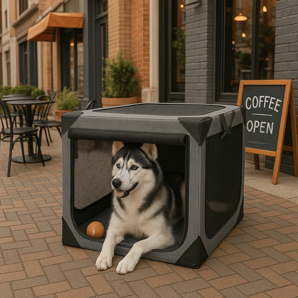 Large Dog Travel Crate, Collapsible Soft-Sided Pet Crate with Mesh Ventilation & Washable Cover - Homvista