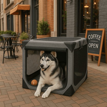 Large Dog Travel Crate, Collapsible Soft-Sided Pet Crate with Mesh Ventilation & Washable Cover - Homvista