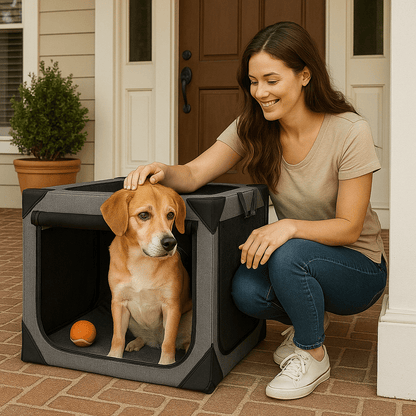 Large Dog Travel Crate, Collapsible Soft-Sided Pet Crate with Mesh Ventilation & Washable Cover - Homvista