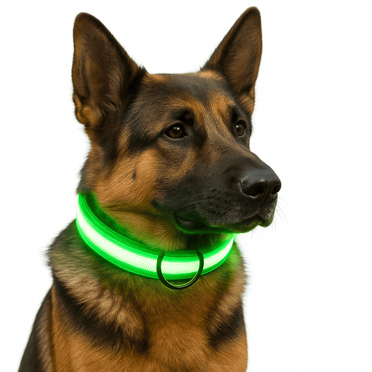 LED Dog Collar, Adjustable Light-Up Nylon Collar with Steady & Flashing Modes - Homvista