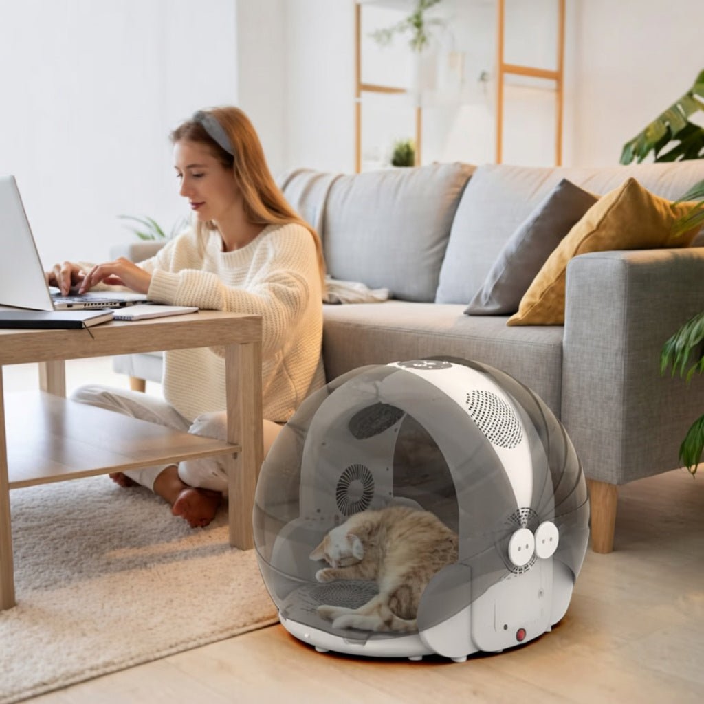 Pet Dryer Box, 8-Fan Dog & Cat Dryer with 360° Airflow, <50dB & Adjustable 68–110°F Heat - Homvista