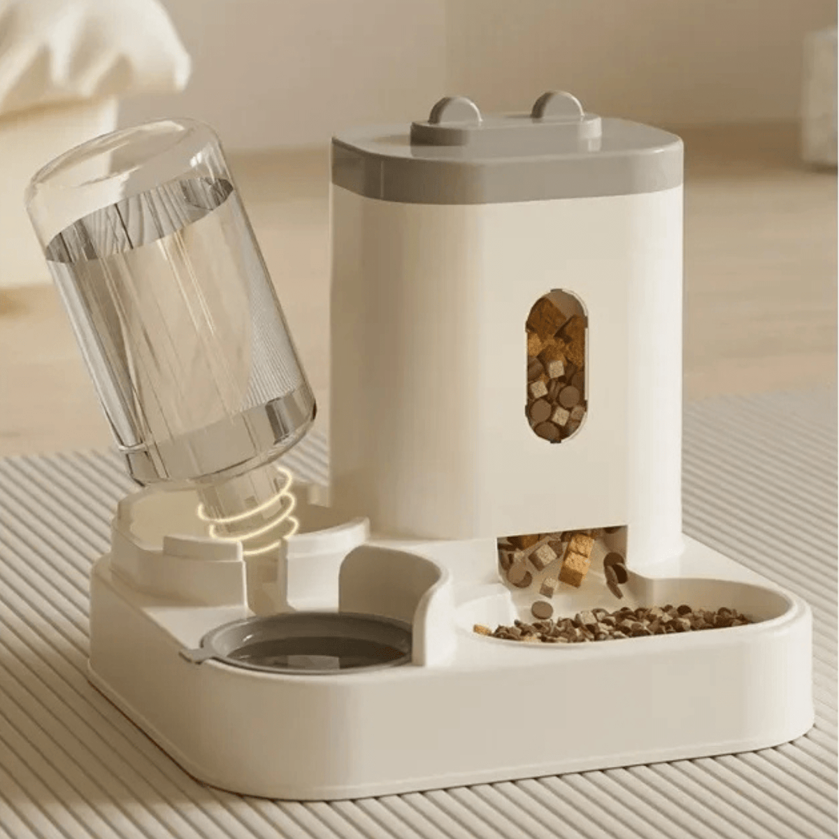 Pet Feeder & Water Fountain, 2-in-1 Cat & Dog Food Bowl with Circulating Water Station - Homvista