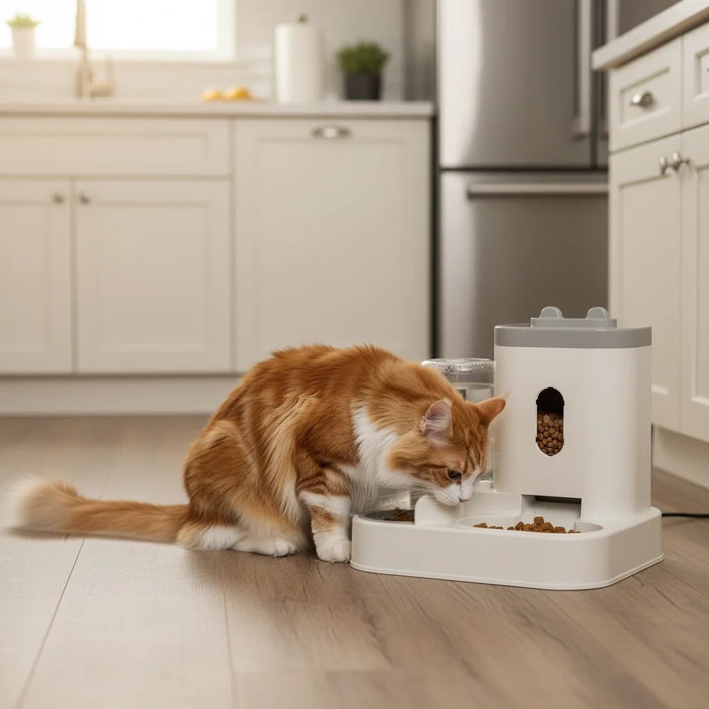 Pet Feeder & Water Fountain, 2-in-1 Cat & Dog Food Bowl with Circulating Water Station - Homvista