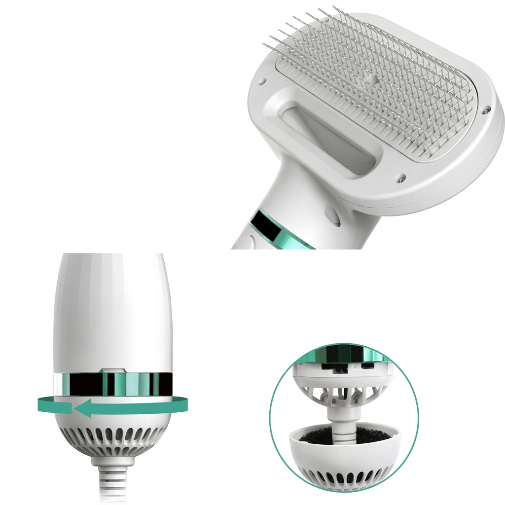 Pet Hair Dryer Brush, 2-in-1 Dog & Cat Grooming Dryer with 3 Heat Settings, 100–140°F - Homvista