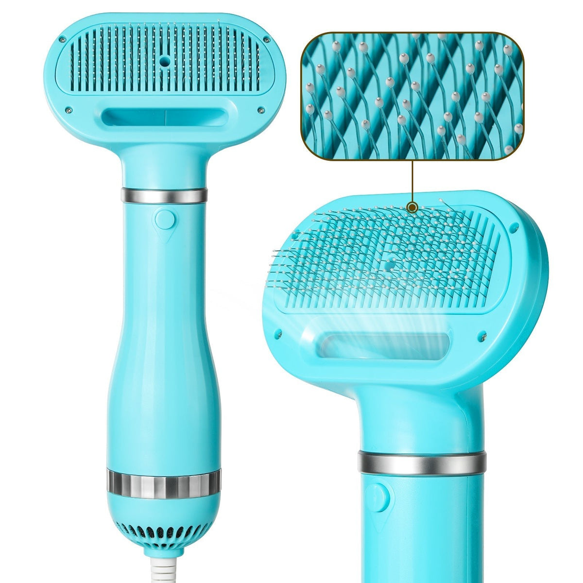 Pet Hair Dryer Brush, 2-in-1 Dog & Cat Grooming Dryer with 3 Heat Settings, 100–140°F - Homvista