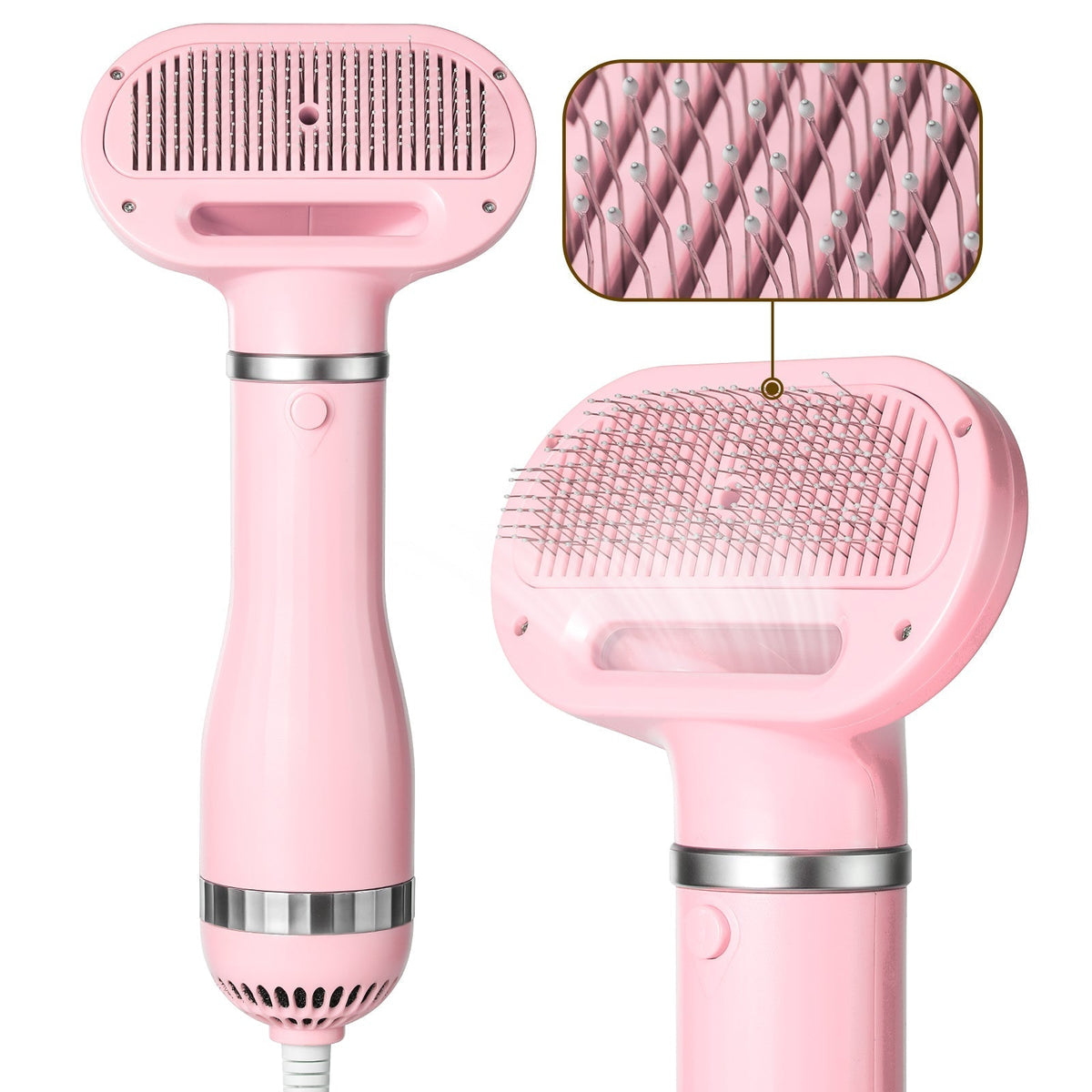 Pet Hair Dryer Brush, 2-in-1 Dog & Cat Grooming Dryer with 3 Heat Settings, 100–140°F - Homvista